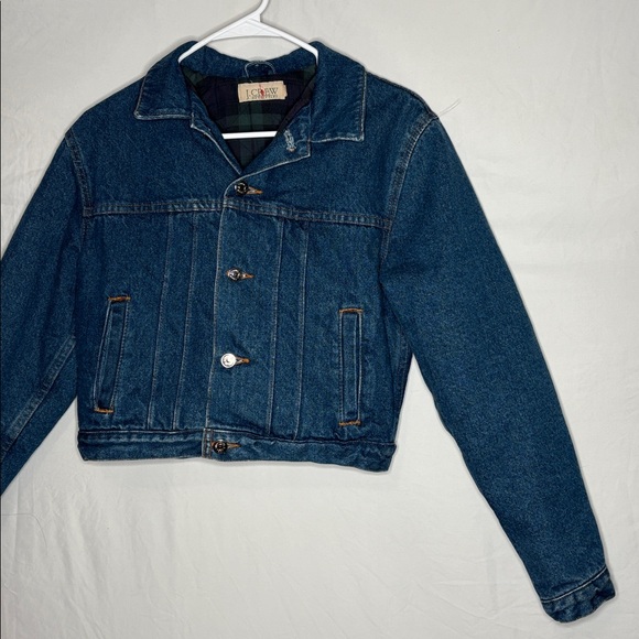 Vintage 90’s J. Crew Quilted Plaid Lining Denim Trucker Jacket Giant Tag Era - Picture 5 of 12